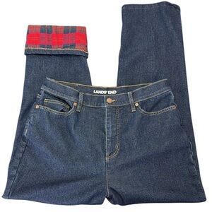 Lands’ End Flannel Lined Straight Leg Sustainable Denim Jeans Size 12 High Rise